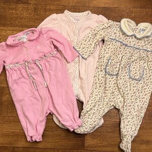 Pink and Floral Ralph Lauren Baby Girl Sleepers Onesies